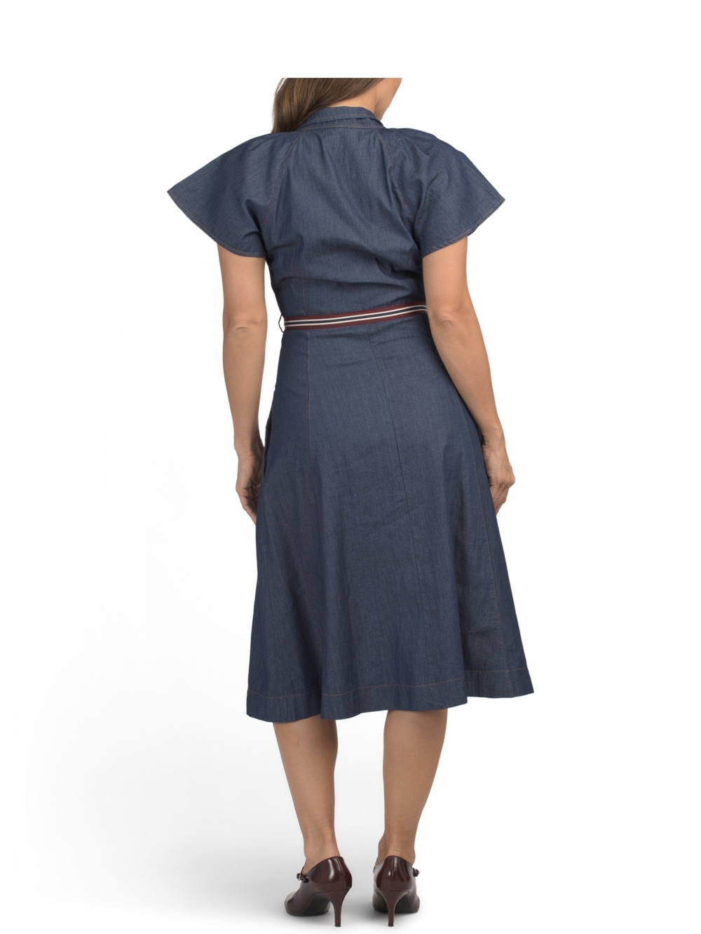 Linea Moda Italy Denim Dress Gold Buttons Women's Size Medium 7 Nwt - Picture 7 of 8